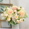 Fiori decorativi Bouquet di peonie artificiali Mazzo di palline di crisantemo di ortensie finte per la decorazione della tavola della decorazione della casa di nozze