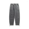 Pantalon homme damier épissure jean hommes Streetwear mode ample décontracté Hip Hop taille élastique cordon Denim homme pantalon