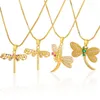 Chains Fashion Women Golden Dragonfly Necklace Trendy Design Luxury Colorful Zircon Pendant Wedding Birthday Jewelry