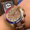 Mens Watch 43mm Automatic Mechanical Rainbow Diamond Watches For Men WristWatch Stainless Steel Life Waterproof Business WristWatches