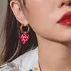 Boucles d'oreilles HUANZHI 2023 Vintage doux verre rouge coeur gouttelettes d'eau asymétrique pour femmes filles fête bijoux accessoires