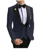 Men's Suits & Blazers JELTOIN Red Men Slim Fit For Wedding Groom Tuxedo Prom Peaked Lapel Male 3 Pieces Set Jacket Vest Pants Terno Masculin
