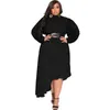 Abiti taglie forti 3xl 4xl 2023 Abito grande da donna Casual Manica lunga Tinta unita Temperamento AbbigliamentoPlus