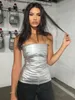 Débardeurs pour femmes Camis BOOFEENAA Y2k Street Style Métallisé Argent Busiter Tube Top Vêtements Sexy Femmes Sortant Dos Nu Hauts Sans Bretelle Clubwear C85CZ1 230428