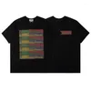 T-shirt da uomo T-shirt CAVEMPT C.E Uomo Donna 1:1 Top con stampa a righe al neon con lettera colorata