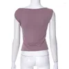 Camisetas femininas 2023 Moda feminina fora de um ombro camisetas de verão femininas de manga curta cor de cor sólida