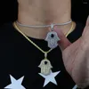 Chains Iced Out Classic Hand Of Fatima Hamsa Necklace Pendants Gold Silver Color Tennis Chain Statement Jewelry For Women Men Hip Hop