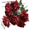 Fleurs décoratives 9 têtes décor de mariage Rose Roses multicolores Blush fleur artificielle rangée Guide routier hortensia soie vendre