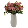 Fleurs décoratives Roses Artificielles Hortensia Bouquet Soie Faux Chambre Décoration Rose Rose Simulation Fleur Hortensias Café Décor Floral