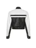 Women's Jackets Women Faux Leather Motocross Racer Jacket Long Sleeve Stand Collar Zip-up Contrast Color Cool Crop Top Outwear