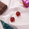 Boucles d'oreilles pendantes mode classique boucle d'oreille noël rouge fleur boule alliage goutte pour femmes filles bijoux année fête anniversaire cadeaux