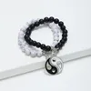 Strand Tai Chi Yin Yang Couple Bracelets Alliage Pendentif Perlé Bracelet Collier Correspondant Amant Bijoux