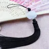 Charms Chinese Style White Crystal KeychainsLotus Tassel Pendant Keychains DIY Jewelry Material Fan Hanging Ear Holiday Gifts