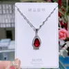 Chaînes OYS3 Collier en argent sterling 925 Femme Love As First Saw Ruby Drop Pendentif Fashion All-match Clavicle Chain