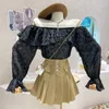 Damen Blusen Shirts Kleidung 2023 Sommer Sweet Off Shoulder Top Super Fairy Design Shirt Sunscreen Langarm Blusa Femini