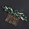 Rhinestone Hair Comb Fashion Insert Combs Gold Plated Bridal Headdress Handgjorda bröllop hårtillbehör för kvinnor flickor