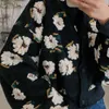 Jackets femininas Floral Vintage Crop Puff Sleeve Sleeve
