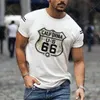 Męskie koszulki T koszula 3D druk nadmierna czaszka 66 Route Wzór Style Street Y2K Ubrania harajuku wakacje krótka biała koszulka 230428