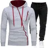 Herren Trainingsanzüge Winter Sweatshirt Hosen Lässiger Trainingsanzug Sportbekleidung Fitness Herrenbekleidung Trainingsanzüge 2-teiliges Set Einzigartiges Reißverschluss-Design