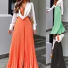 Damenhosen Damen Mode Lässig Falten Weites Bein Elegant Korsett mit Hoher Taille Lose Lange Hose Streetwear