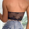 Canotte da donna Top in pizzo sexy con spalle scoperte Crop intimo senza cuciture Gilet vintage all'ingrosso Streetwear Reggiseno senza spalline elastico da donna estivo