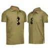 Caçar camisetas táticas de camiseta militar Camisa de combate do exército camisetas rápidas camisetas de campicamento ao ar livre de capa de lapela de pescoço