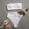 Dames badmode stuk sets dames bikini split tube top zwempak mode sexy hoge taille witte badwomen's