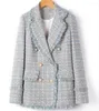 Jackets femininos 2023AUTumn Winter Plaid Tweed Woolen Designer Vintage Designer de Manga Longa Trassel