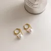 Hoop Earrings WTLTC Vintage Small Pearl CZ For Women Retro Chain Link Circle Drop Ball With Charm