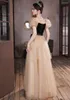Party Dresses Sexy Square Collar Puff Sleeve Bow Belt Back Bandage A-Line Evening Dress Bride Bridesmaid Wedding Tulle Prom Gowns Vestidos