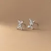 Stud Earrings Real 925 Sterling Silver Crossed Knot For Women Girls Fine Zircon Jewelry Birthday Gifts