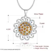 Collane con ciondolo UFOORO! Affascinante collana girocollo in argento placcato 925 con timbro rotondo giallo girasole CZ per gioielli da donna