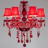 Pendant Lamps Red Candle Crystal Chandelier European Glass Lamp Suitable For Living Room Restaurant Wedding KTV Decoration