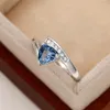 Wedding Rings Unique Blue Cubic Zirconia Series For Women Engagement Bands Fashion Jewelry Fancy Anniversary Gift 2023