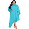 Grande taille robes 3xl 4xl 2023 femmes grande robe décontracté à manches longues couleur unie tempérament vêtementsplus