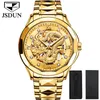 Wristwatches JSDUN Fashion Transparent Retro Men's Automatic Mechanical Watch Luxury Golden Dragon Dial Hollow Clock Relogio Masculino 8840