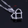Ketting oorbellen set bewonderenswaardig hartvormige zwarte kubieke zirkonia verzilverde hanger kettingring v0978