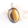 Pendant Necklaces 24x32MM !Fashion Oval Tiger Eye Onyx Opal White Howlite Stone Carnelian Crystal Druzy Charm For Friend Gift