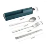 Dinnerware Sets Stainless Steel Spoon Fork Chopsticks Cutlery Set With Travel Case Silent Interior Design Have Lunch On-the-Go Meals Supply