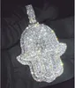 Colliers Bijoux personnalisés 3.0 "925 Hip Hop en argent sterling Iced Out Moissanite Hamsa Pendant