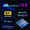 20PCS H96 Max RK3528 Android 13.0 TV Box 4GB 32GB 64GB 8k decodifica vedio 2.4G 5G wifi6 BT4.0 lettore multimediale