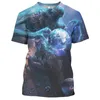 Herr t-skjortor 3D tryckt skjorta science fiction planet o-hals kort ärm sommaren avslappnad toppar 2023 ankomster