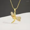 Chains Fashion Women Golden Dragonfly Necklace Trendy Design Luxury Colorful Zircon Pendant Wedding Birthday Jewelry