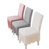 Housses de chaise Couverture universelle tout compris Couleur unie Jupe élastique Style Ménage Table à manger et tabouret monobloc