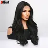 Natural Black Lace Frontal Synthetic Wigs Water Wavy Lace Womens Wig Middle Part for Women Afro Party Hair Heat Resistant Fiber