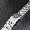 Watch Bands 22mm Silver Solid Curved End Links Replacement Band Strap Bracelet Double Push Clasp Fit For SKX007