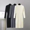 Casual Dresses Slim Fit Long Knit Women A Line Dress Autumn Winter Thick Warm Bodycon Pullover Woman Sweater Pull Femme