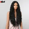 Long Kinky Curly Lace Frontal Wigs Deep Wavy Black Synthétique Transparent Lace Front Wig Cheveux naturels pour les femmes noires Daily Wigfa