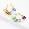 Boucles d'oreilles créoles Vedawas perles de verre colorées fleurs Huggie cerceaux pour femmes bohème fait à la main perlé rond belle oreille bijoux