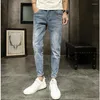 Men's Pants Jeans Men's Loose Trend Casual Korean Slim Feet FULL Straight Length Men Clothing Fashion Zipper Man